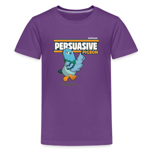 Persuasive Pigeon Character Comfort Kids Tee - purple