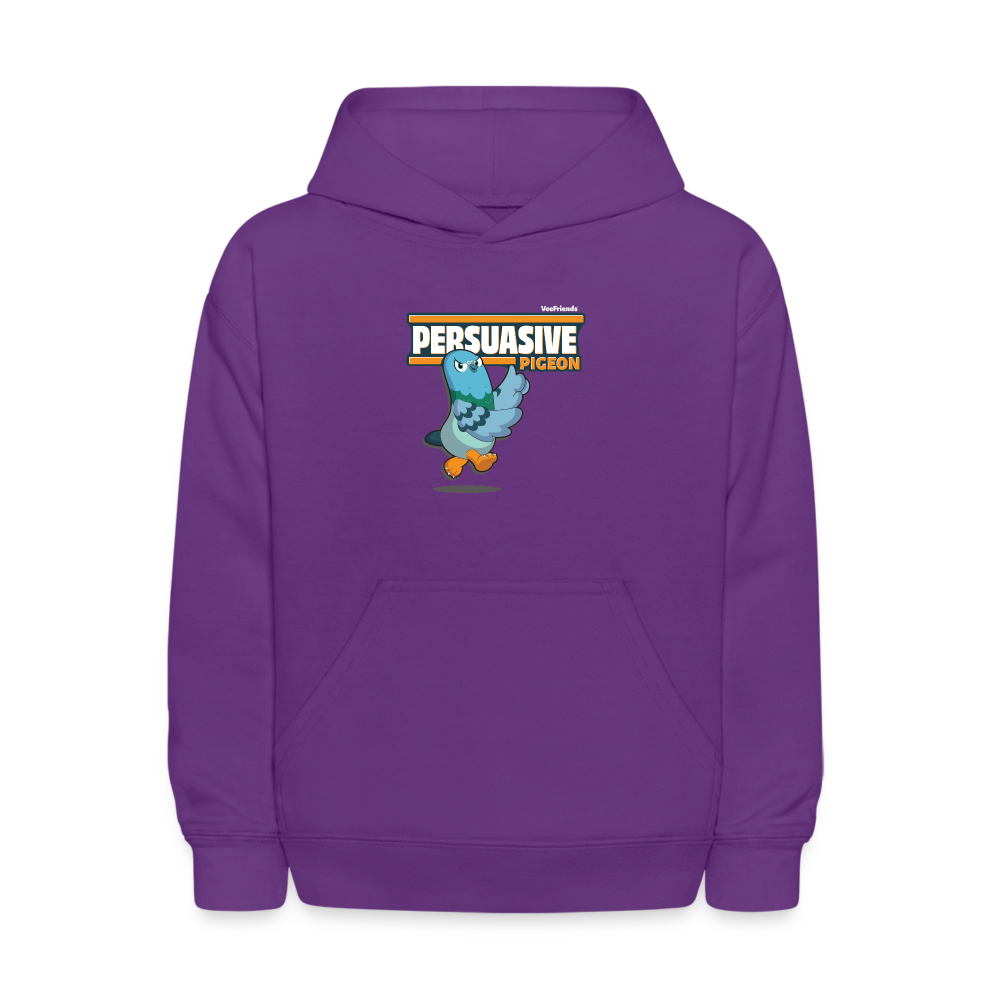 Persuasive Pigeon Character Comfort Kids Hoodie - purple