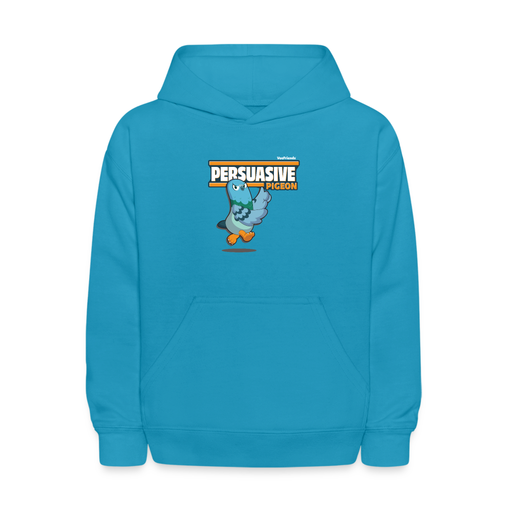 Persuasive Pigeon Character Comfort Kids Hoodie - turquoise