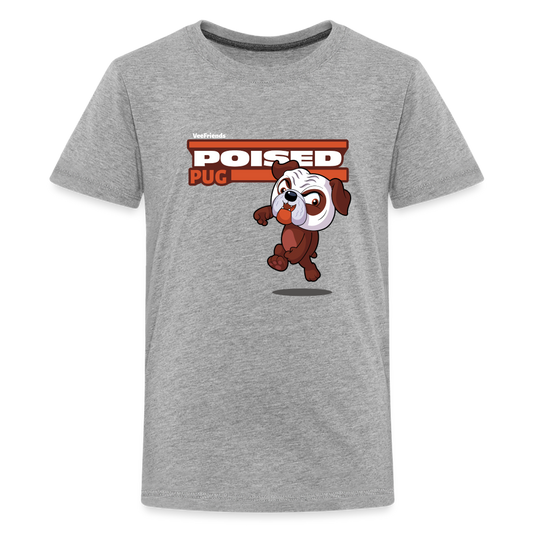 Poised Pug Character Comfort Kids Tee - heather gray