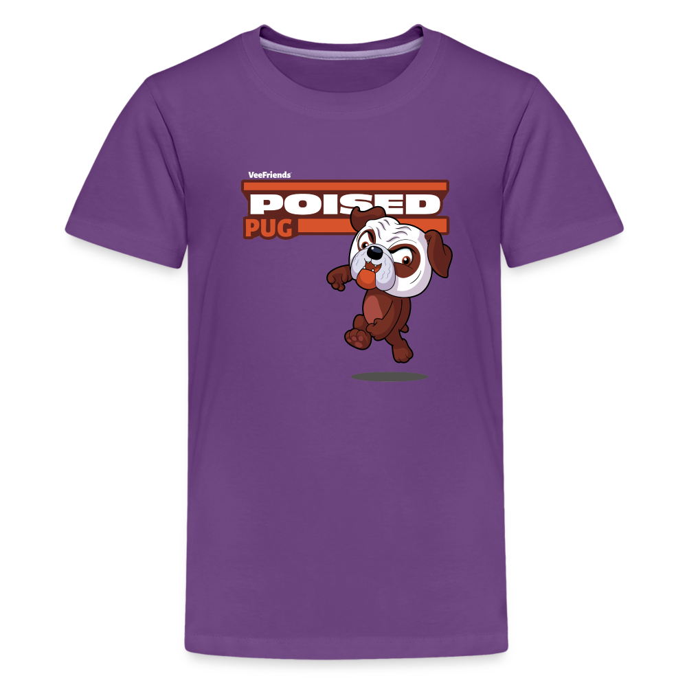 Poised Pug Character Comfort Kids Tee - purple