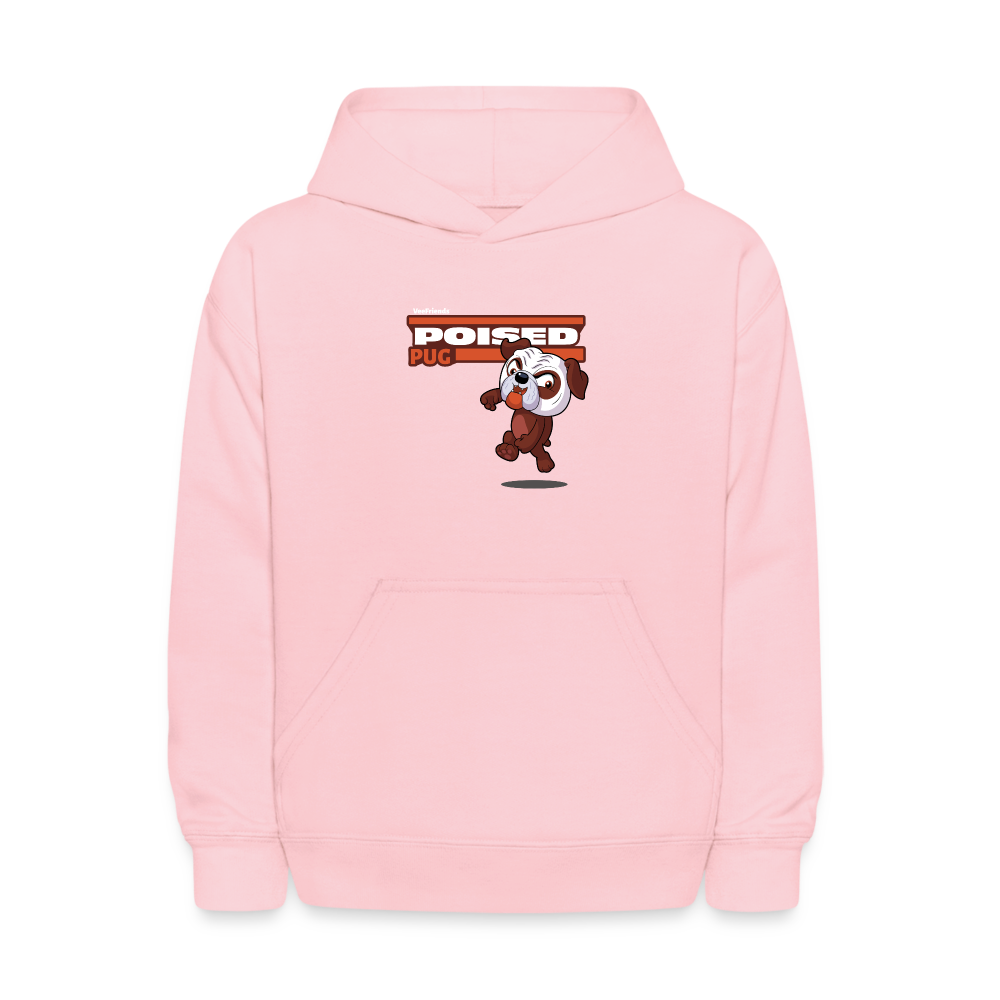 Poised Pug Character Comfort Kids Hoodie - pink