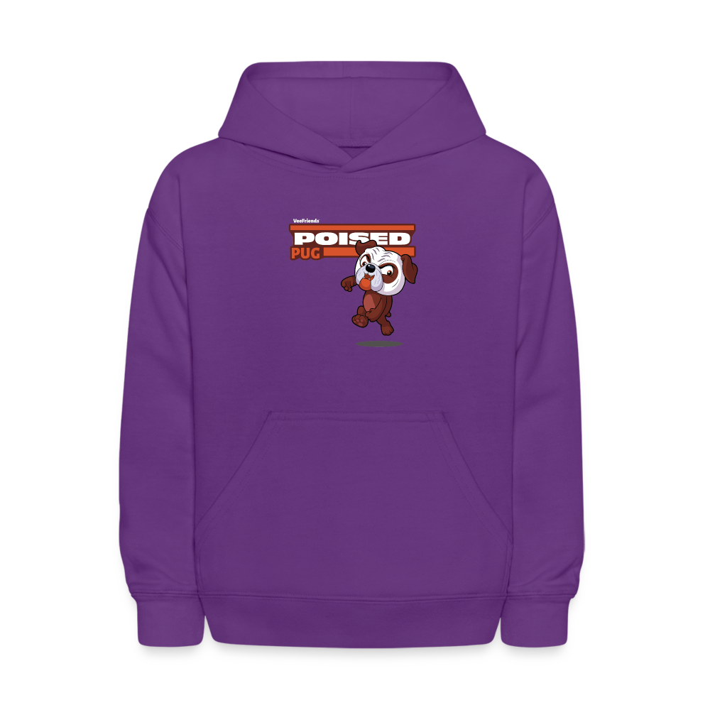 Poised Pug Character Comfort Kids Hoodie - purple