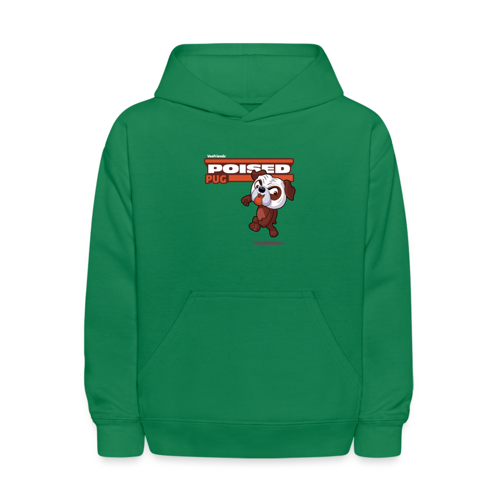 Poised Pug Character Comfort Kids Hoodie - kelly green