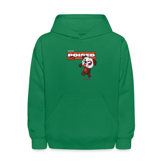 Poised Pug Character Comfort Kids Hoodie - kelly green