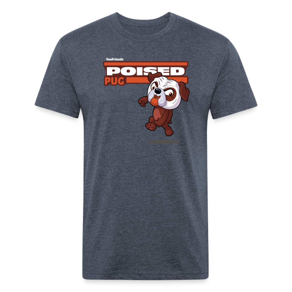 Poised Pug Character Comfort Adult Tee - heather navy