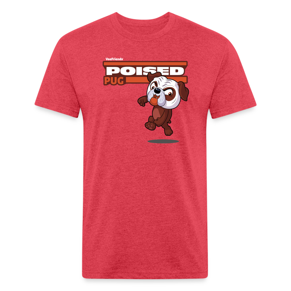 Poised Pug Character Comfort Adult Tee - heather red