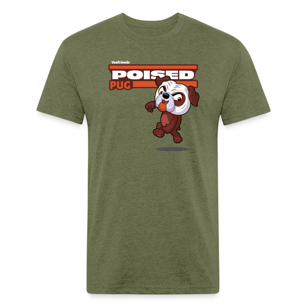 Poised Pug Character Comfort Adult Tee - heather military green