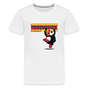 
            
                Load image into Gallery viewer, Productive Puffin Character Comfort Kids Tee - white
            
        