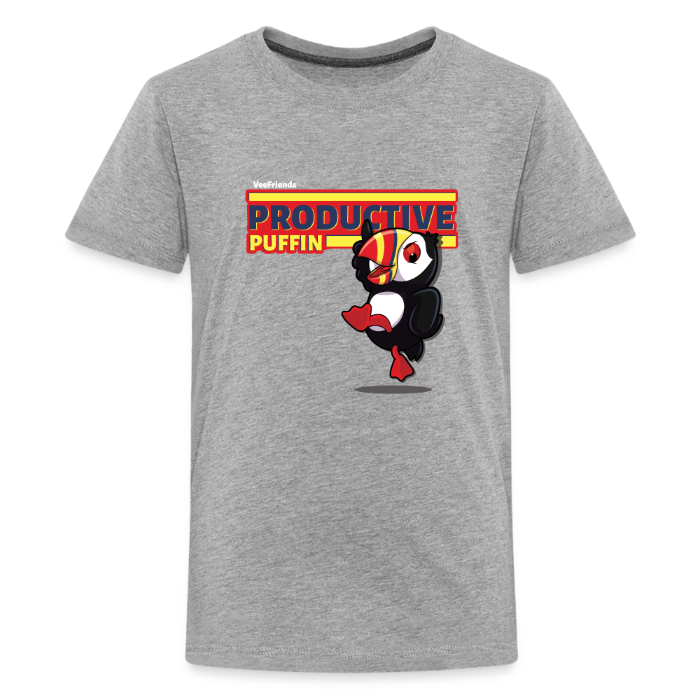 Productive Puffin Character Comfort Kids Tee - heather gray
