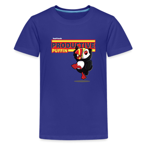 
            
                Load image into Gallery viewer, Productive Puffin Character Comfort Kids Tee - royal blue
            
        