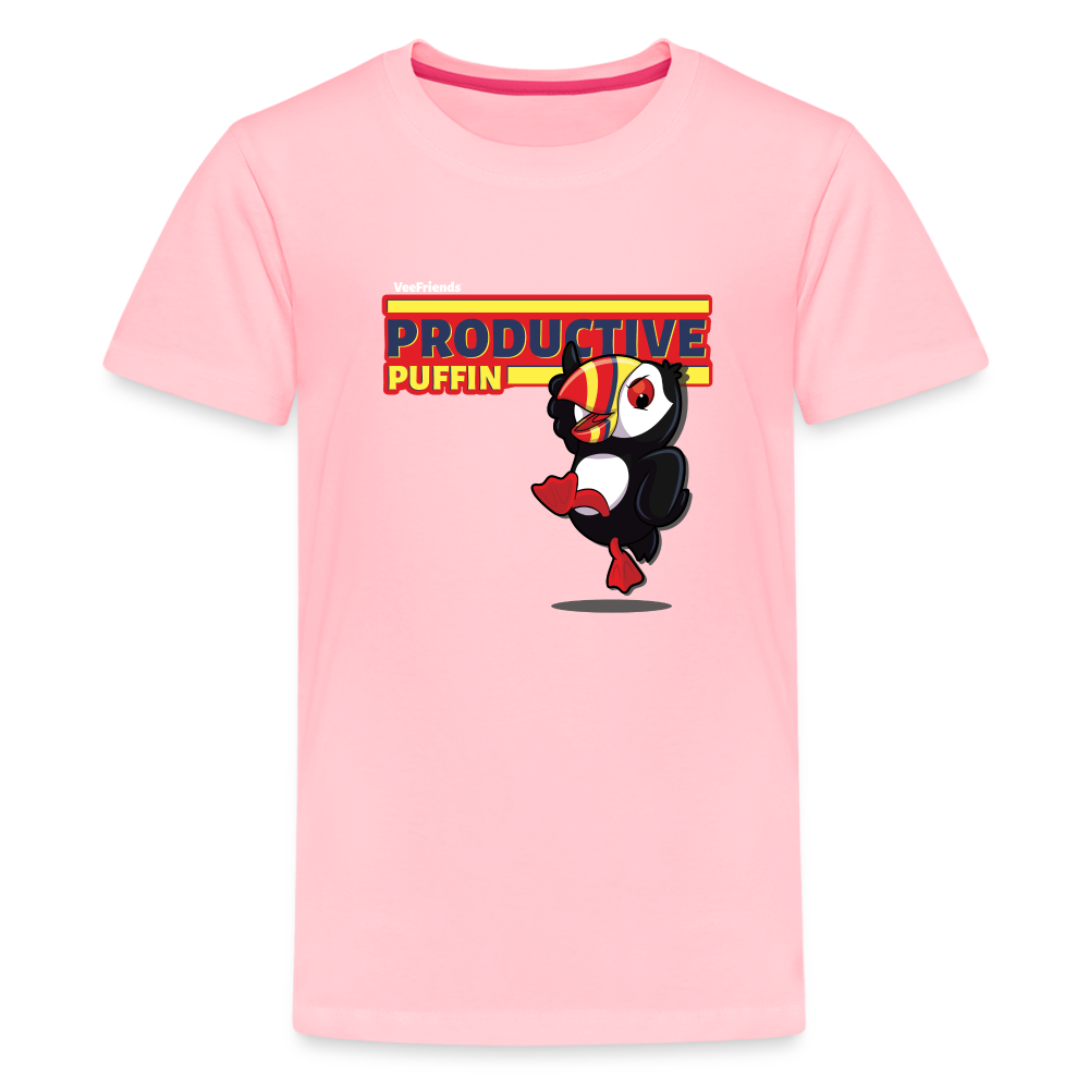 Productive Puffin Character Comfort Kids Tee - pink
