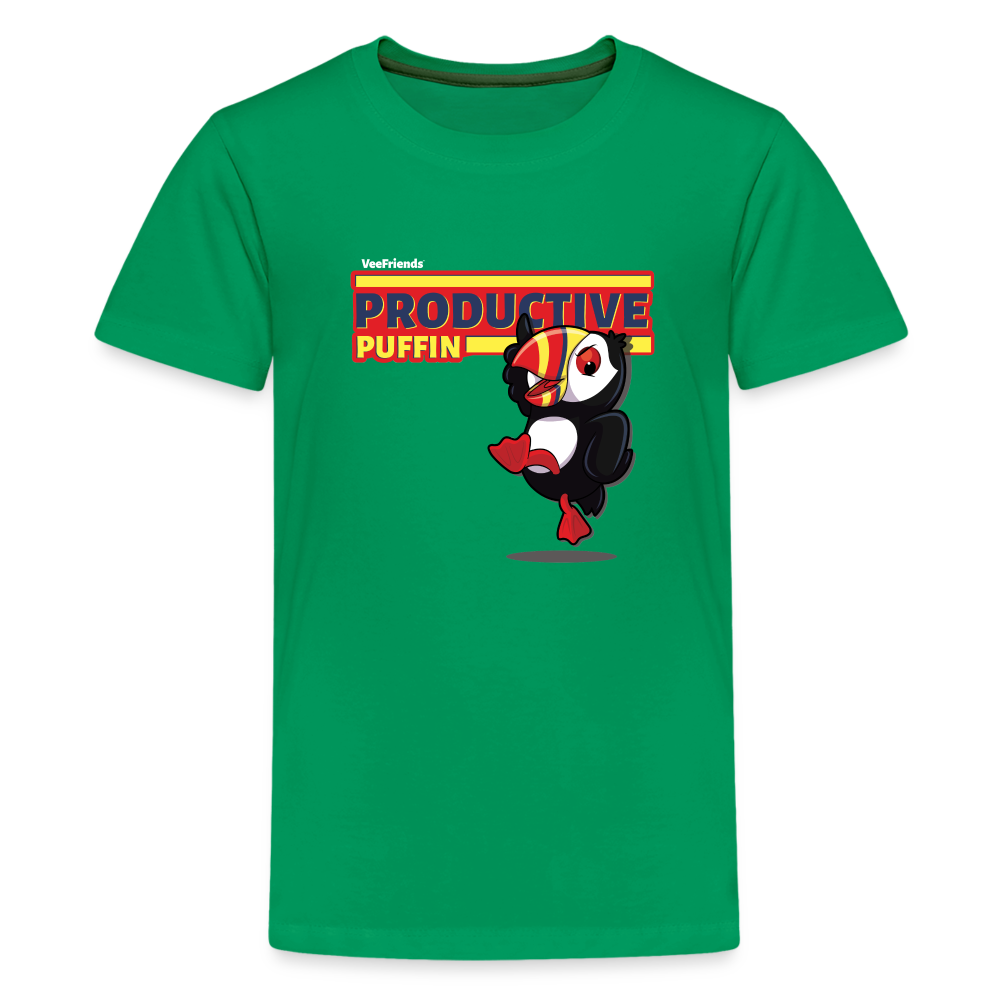
            
                Load image into Gallery viewer, Productive Puffin Character Comfort Kids Tee - kelly green
            
        