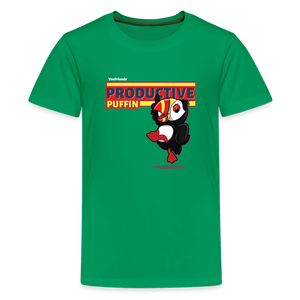 
            
                Load image into Gallery viewer, Productive Puffin Character Comfort Kids Tee - kelly green
            
        
