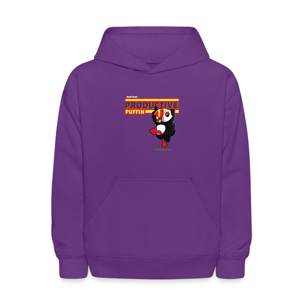 Productive Puffin Character Comfort Kids Hoodie - purple