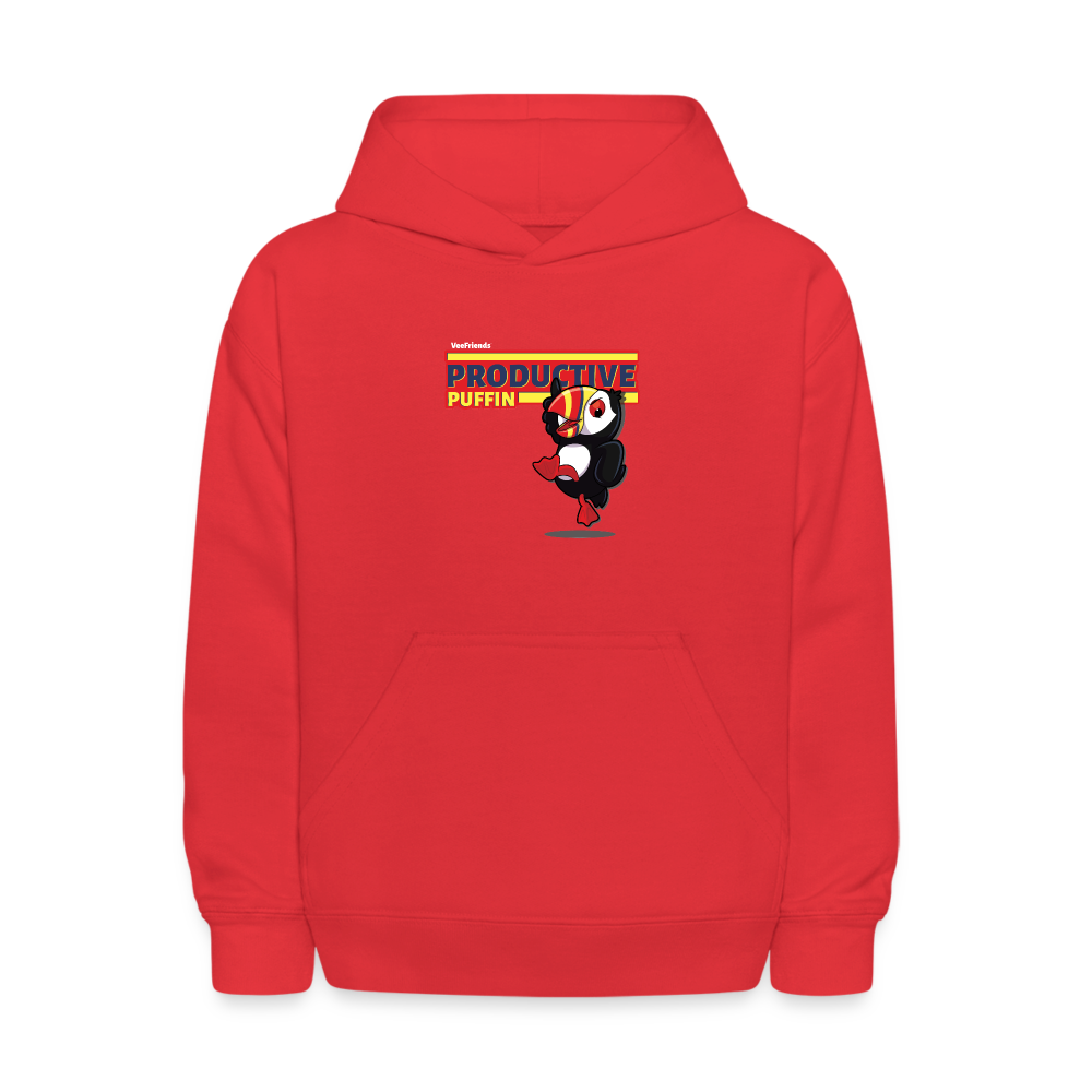 Productive Puffin Character Comfort Kids Hoodie - red