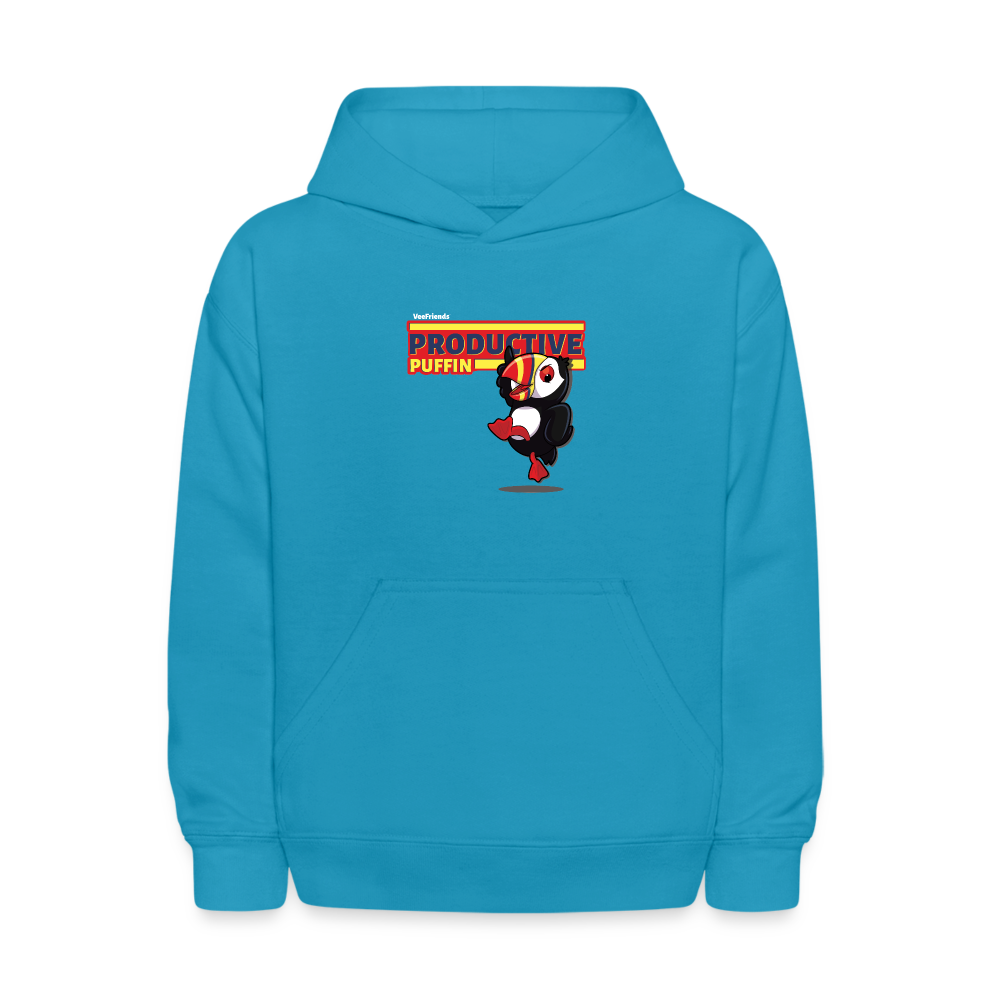 Productive Puffin Character Comfort Kids Hoodie - turquoise