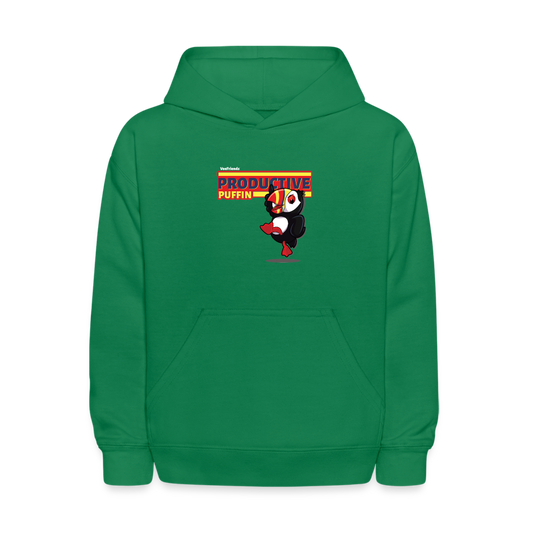 Productive Puffin Character Comfort Kids Hoodie - kelly green