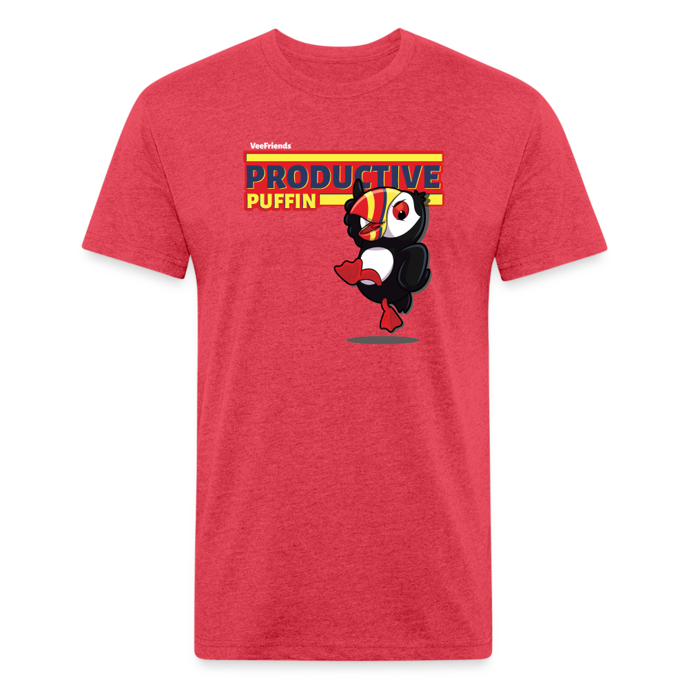 Productive Puffin Character Comfort Adult Tee - heather red