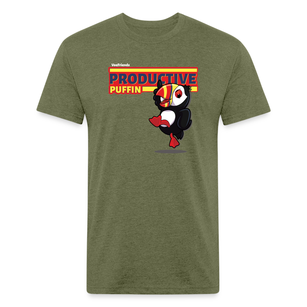 Productive Puffin Character Comfort Adult Tee - heather military green