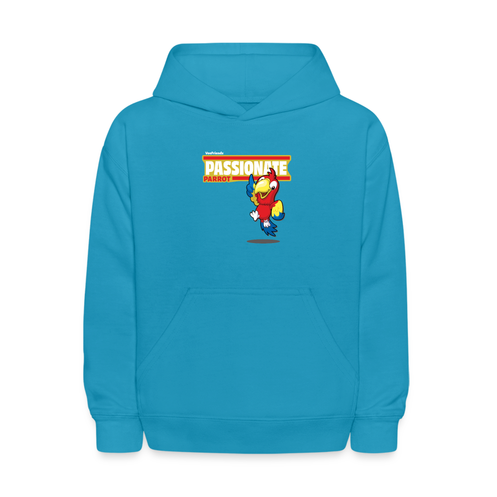 Passionate Parrot Character Comfort Kids Hoodie - turquoise