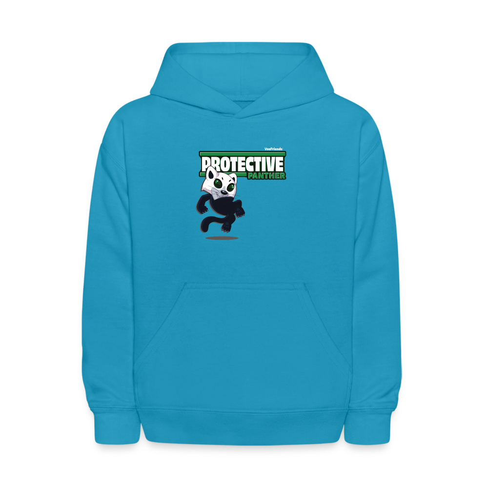 Protective Panther Character Comfort Kids Hoodie - turquoise