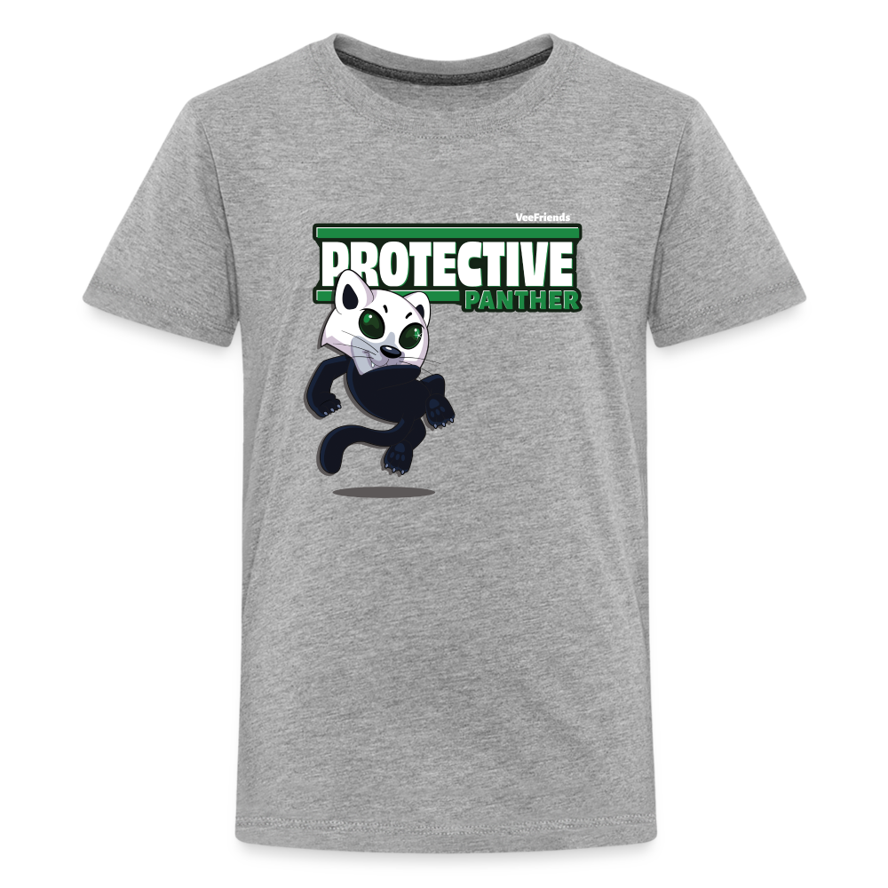 Protective Panther Character Comfort Kids Tee - heather gray