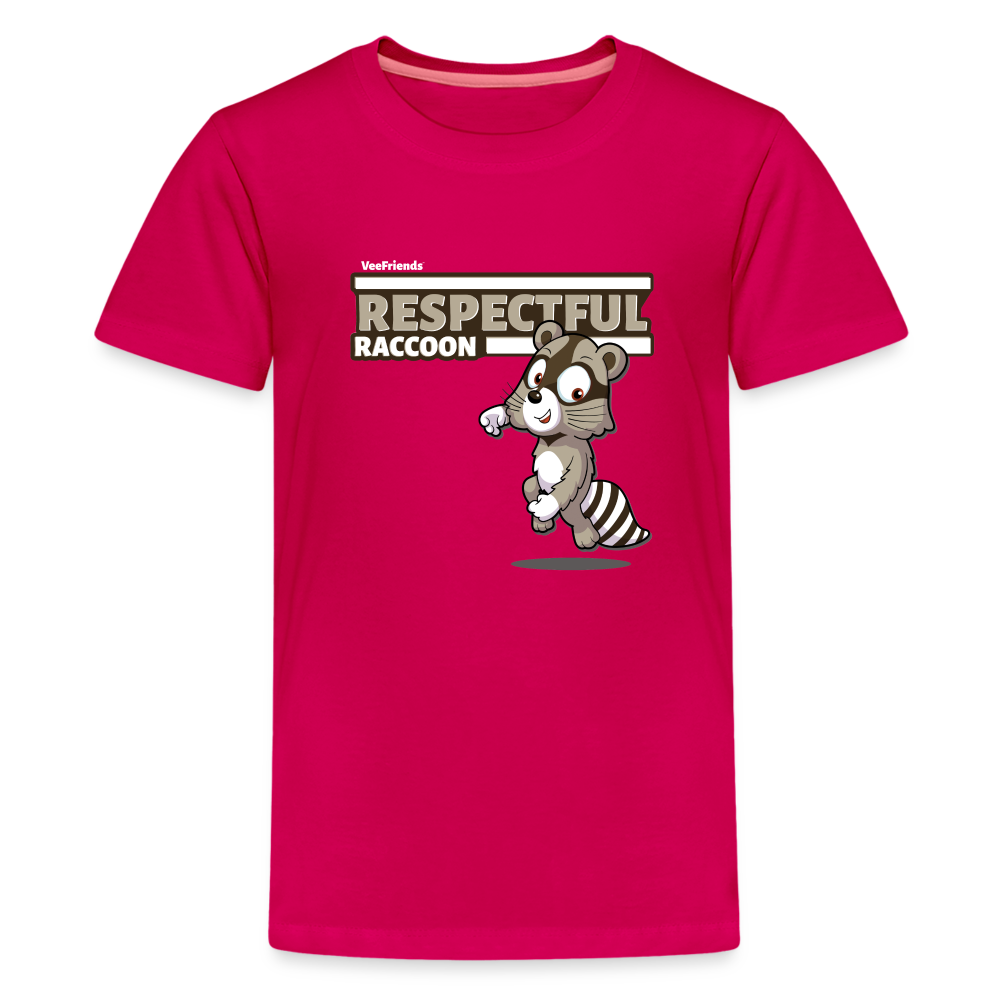 Respectful Racoon Character Comfort Kids Tee - dark pink