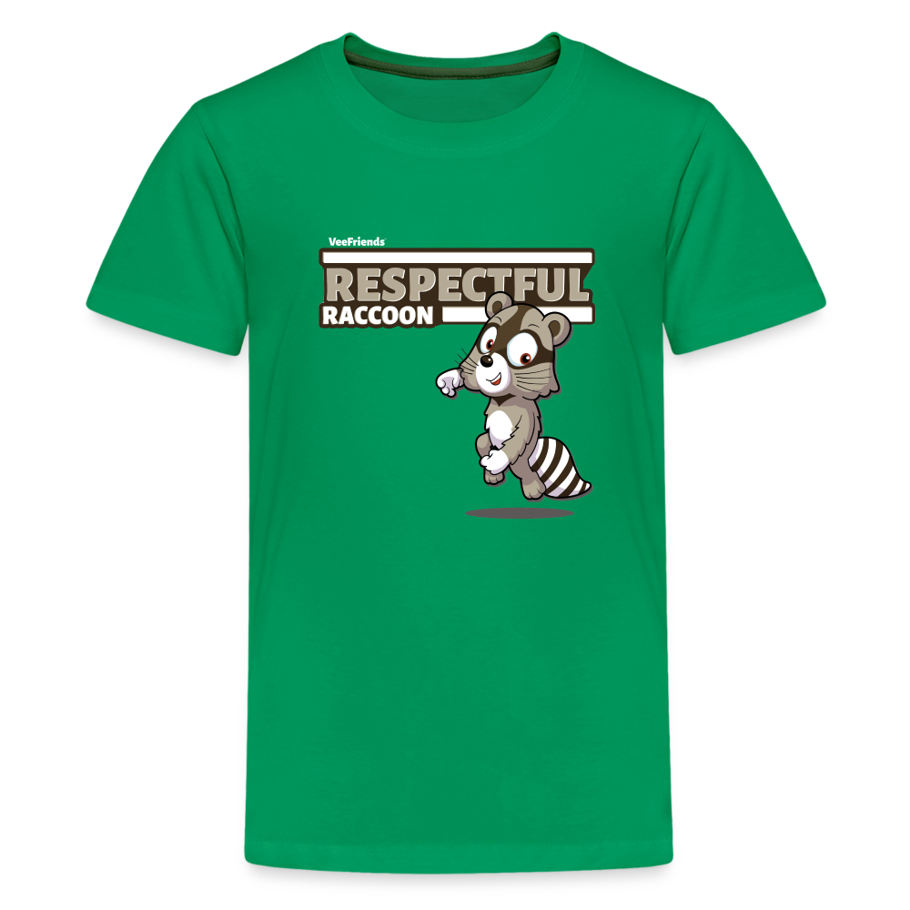 Respectful Racoon Character Comfort Kids Tee - kelly green