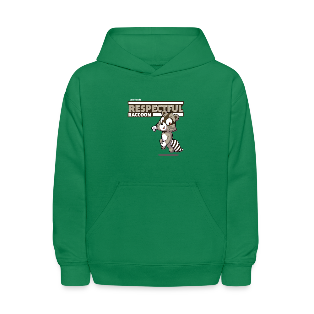 Respectful Racoon Character Comfort Kids Hoodie - kelly green