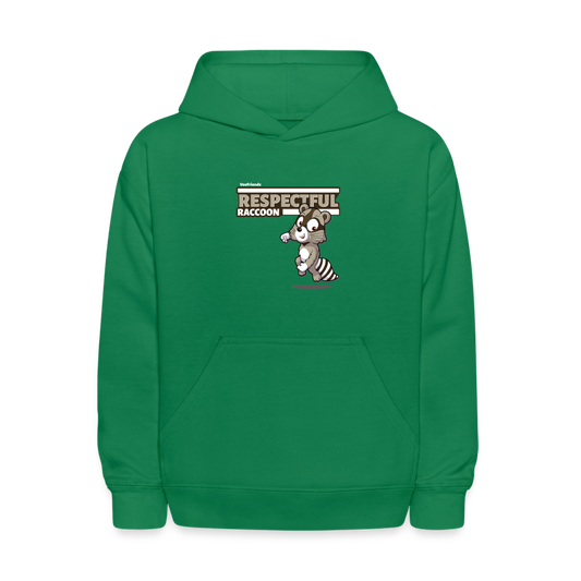 Respectful Racoon Character Comfort Kids Hoodie - kelly green