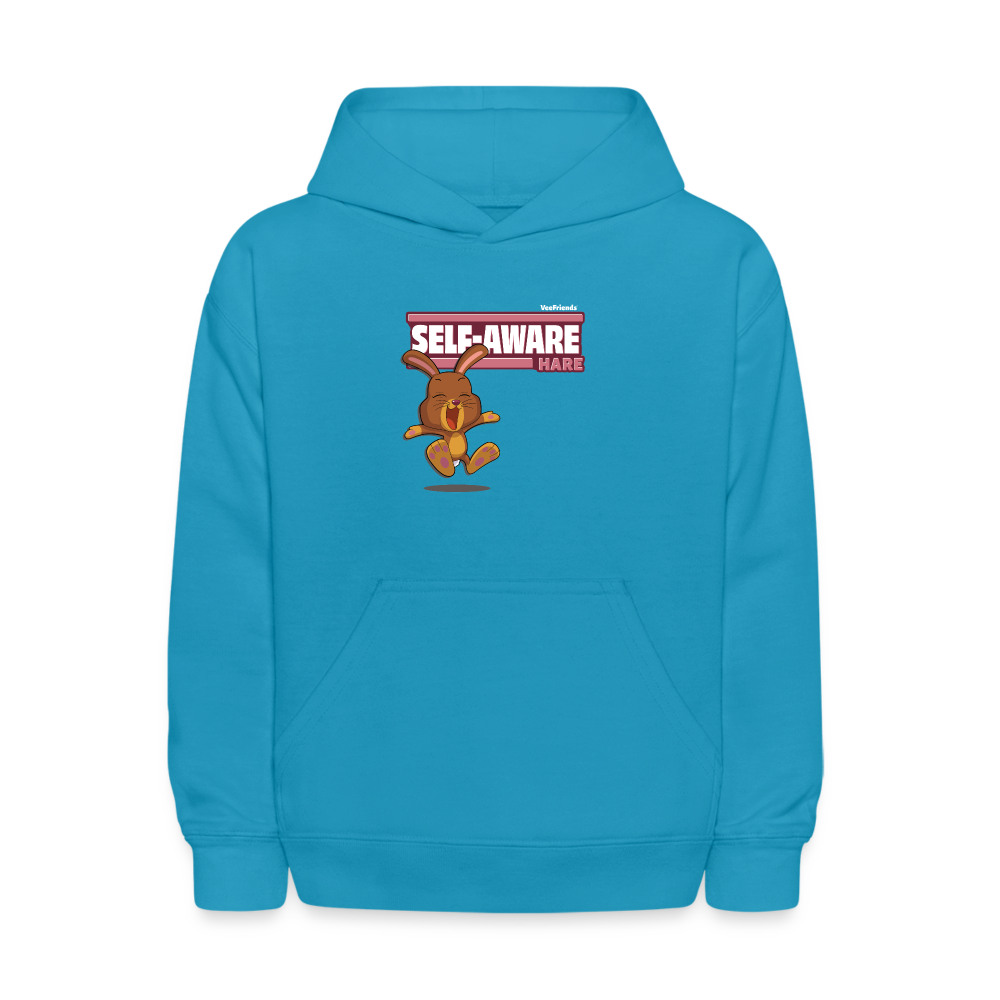 Self-Aware Hare Character Comfort Kids Hoodie - turquoise