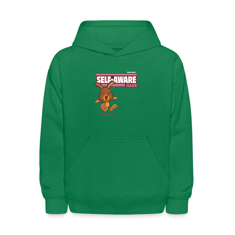 Self-Aware Hare Character Comfort Kids Hoodie - kelly green