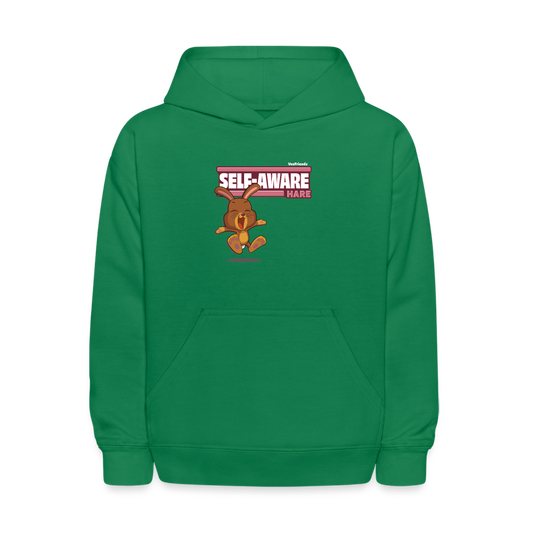 Self-Aware Hare Character Comfort Kids Hoodie - kelly green