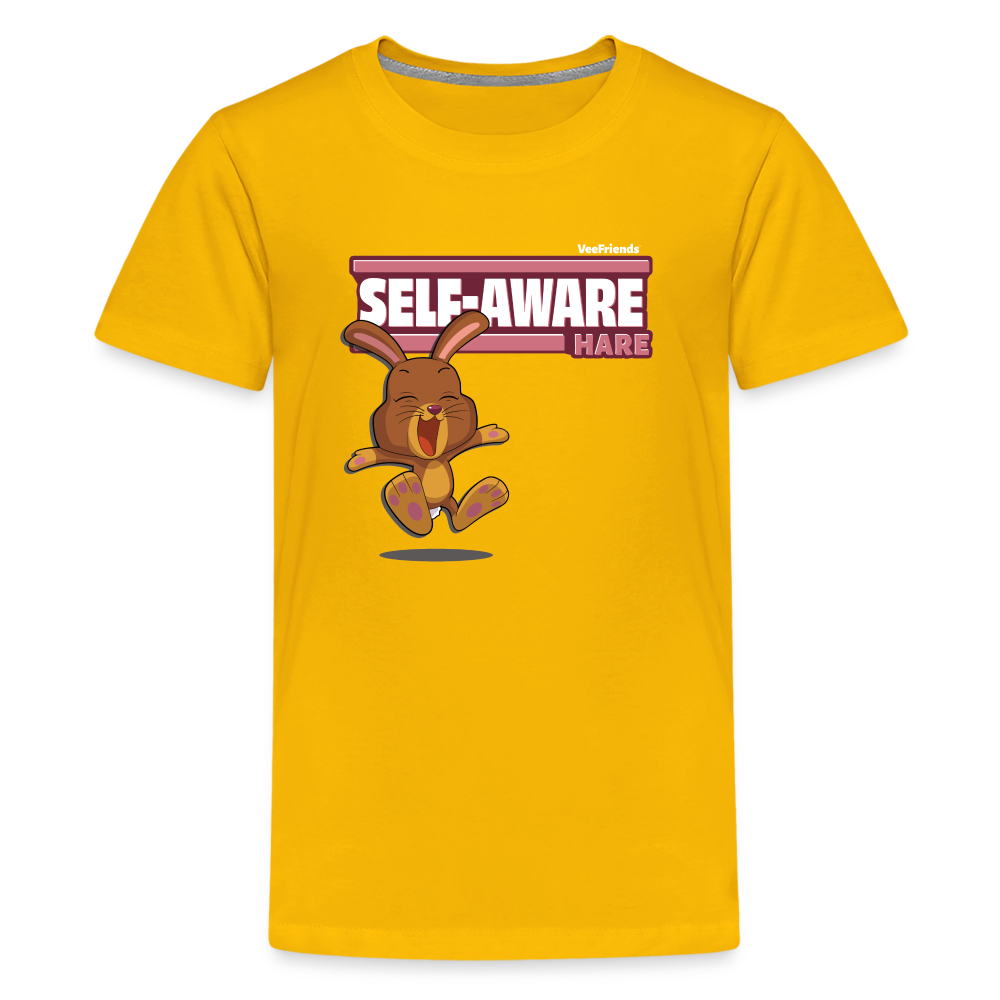 Self-Aware Hare Character Comfort Kids Tee - sun yellow