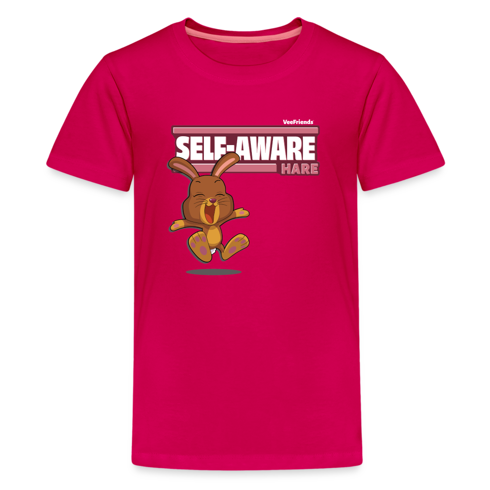 Self-Aware Hare Character Comfort Kids Tee - dark pink