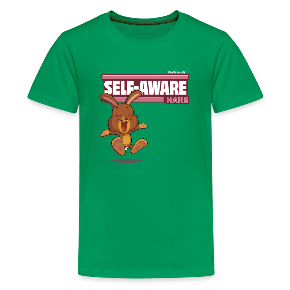 Self-Aware Hare Character Comfort Kids Tee - kelly green