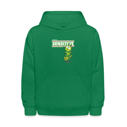 Sensitive Centipede Character Comfort Kids Hoodie - kelly green