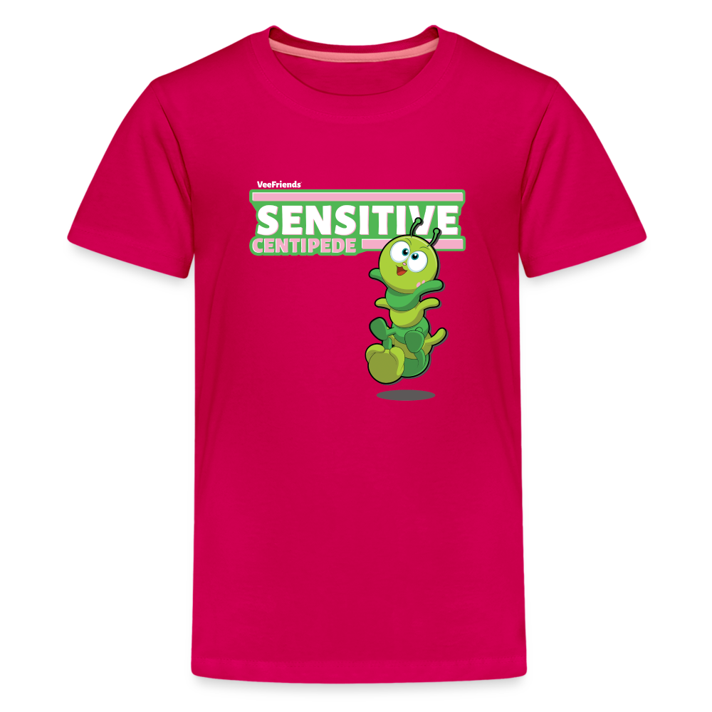 Sensitive Centipede Character Comfort Kids Tee - dark pink