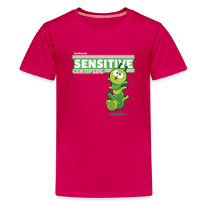 Sensitive Centipede Character Comfort Kids Tee - dark pink