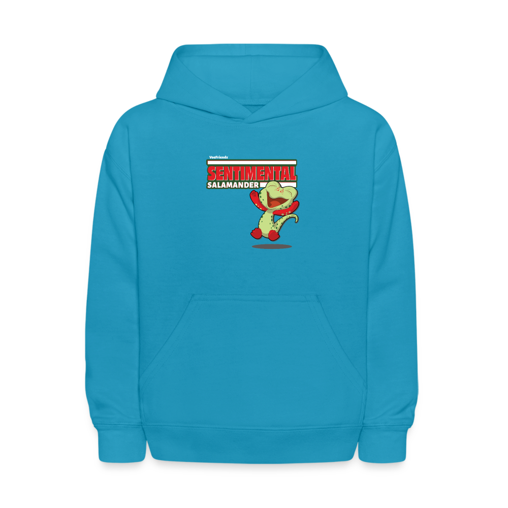 Sentimental Salamander Character Comfort Kids Hoodie - turquoise