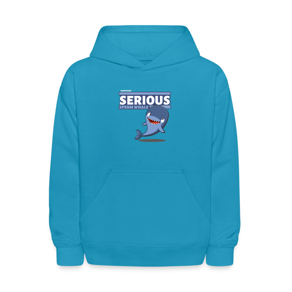 Serious Sperm Whale Character Comfort Kids Hoodie - turquoise