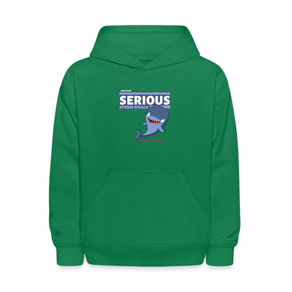 Serious Sperm Whale Character Comfort Kids Hoodie - kelly green