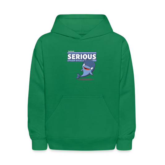 Serious Sperm Whale Character Comfort Kids Hoodie - kelly green