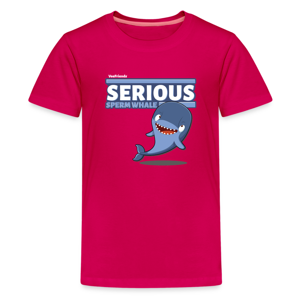 Serious Sperm Whale Character Comfort Kids Tee - dark pink