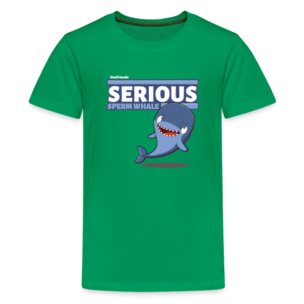 Serious Sperm Whale Character Comfort Kids Tee - kelly green