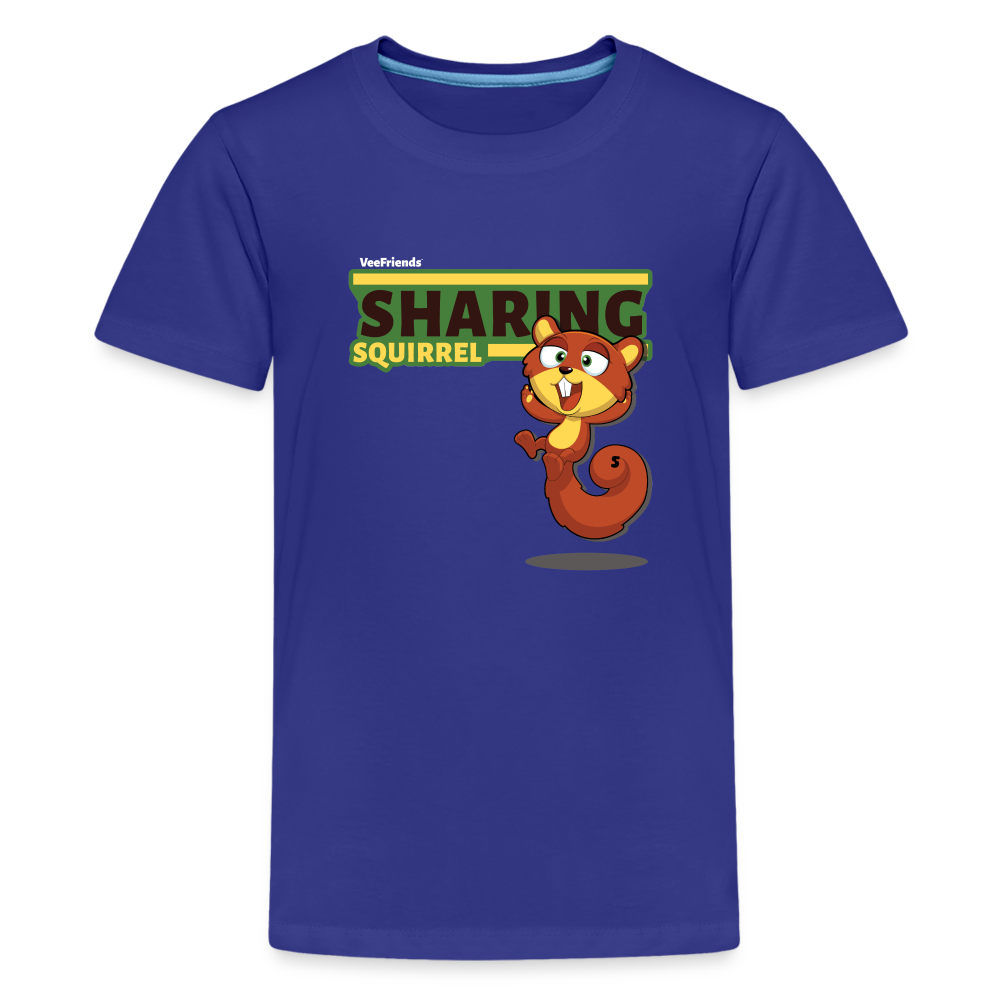 Sharing Squirrel Character Comfort Kids Tee - royal blue