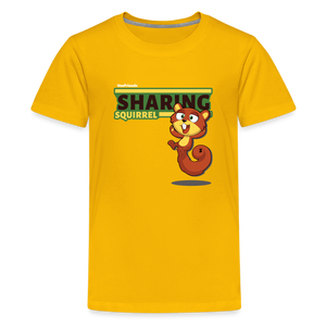 Sharing Squirrel Character Comfort Kids Tee - sun yellow