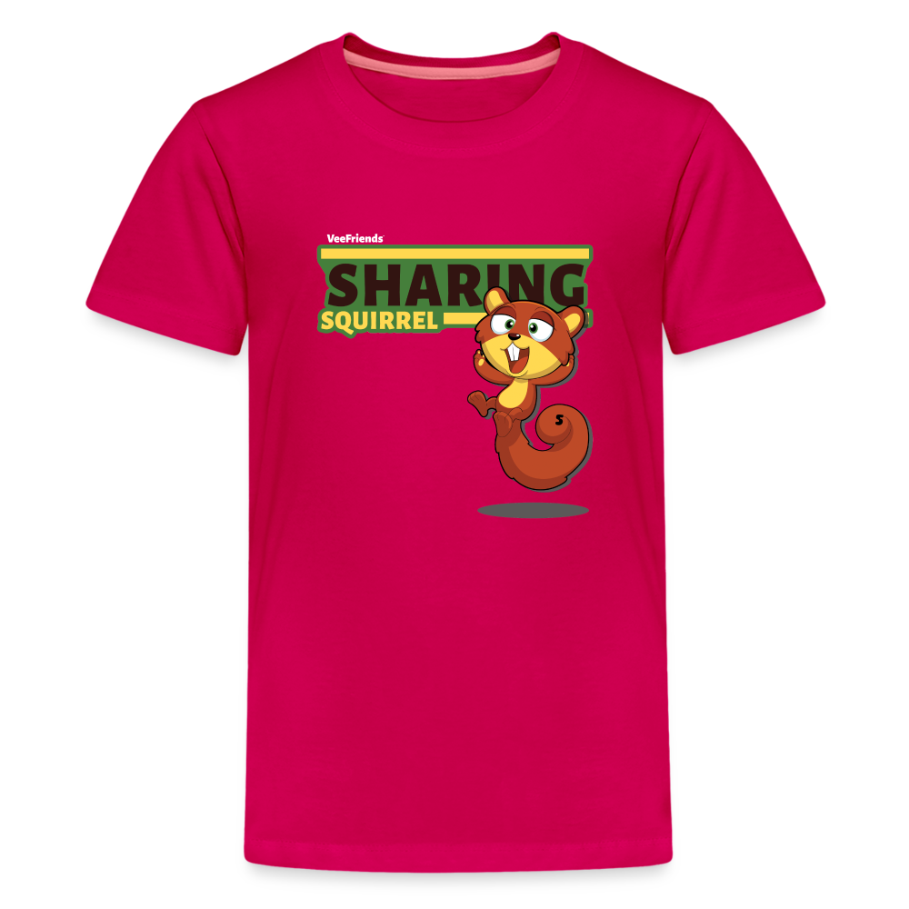 Sharing Squirrel Character Comfort Kids Tee - dark pink