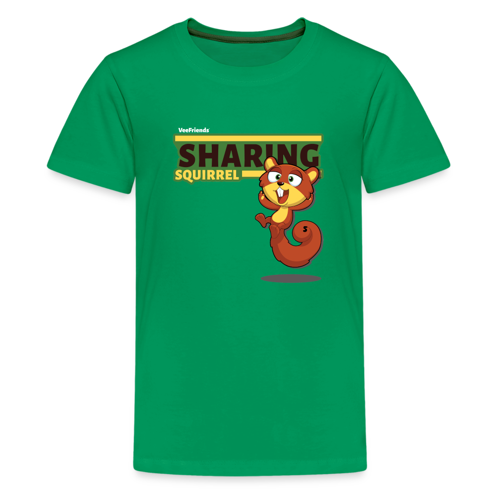 Sharing Squirrel Character Comfort Kids Tee - kelly green